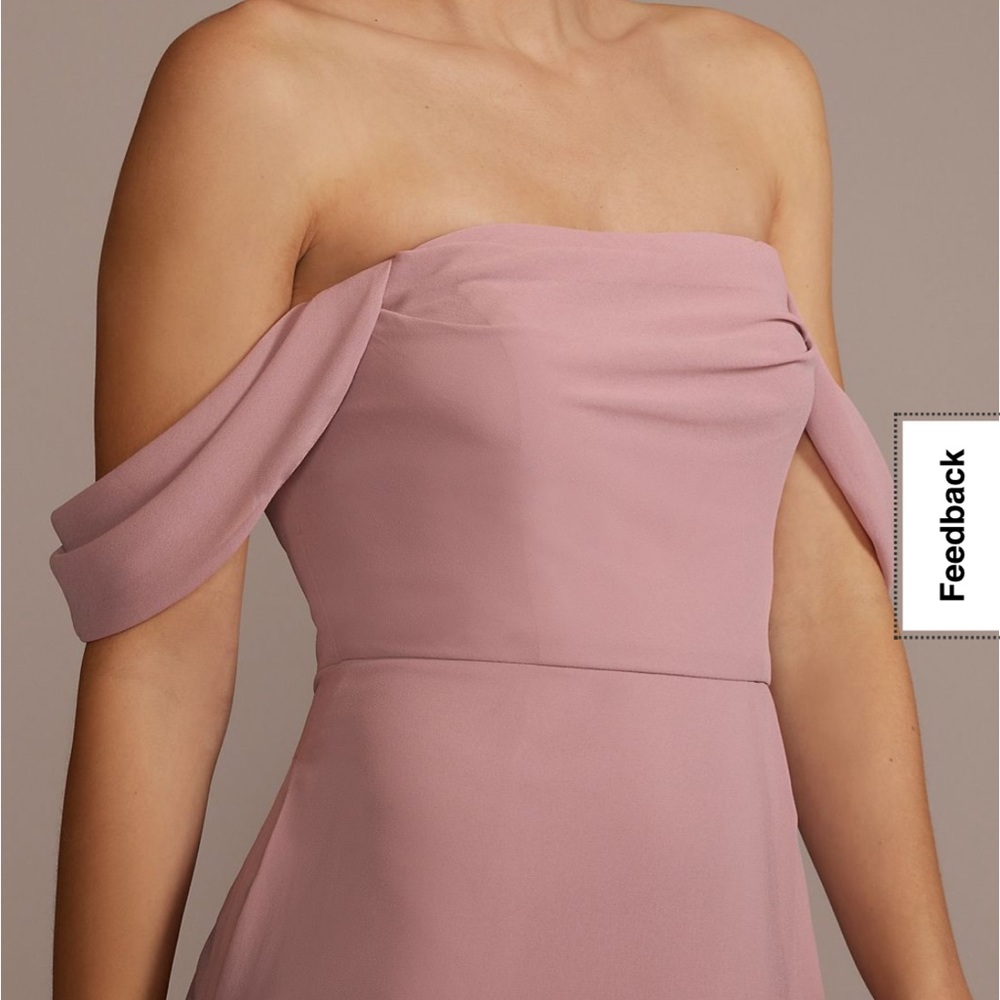 David’s bridal Chiffon Cowl Off-the Shoulder
Bridesmaid Dress
